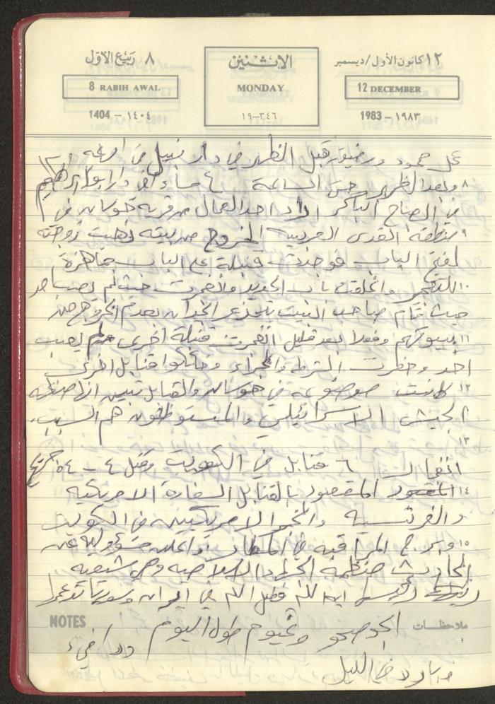 Mahmoud Khreisheh Diaries, Thinnaba- Tulkarm, 1983