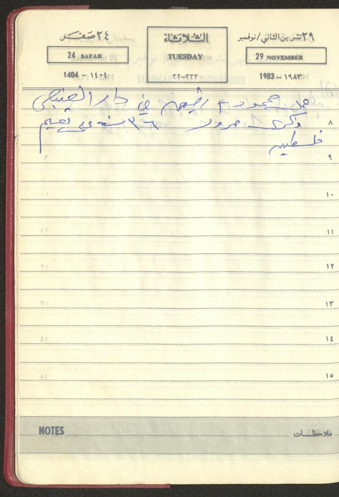 Mahmoud Khreisheh Diaries, Thinnaba- Tulkarm, 1983