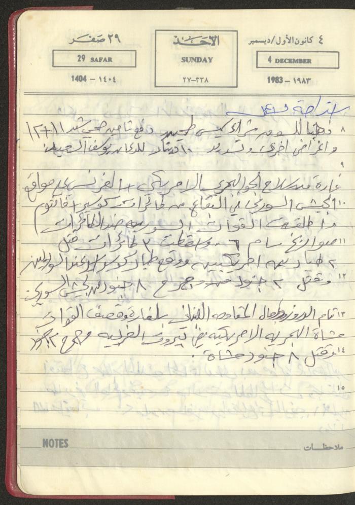 Mahmoud Khreisheh Diaries, Thinnaba- Tulkarm, 1983