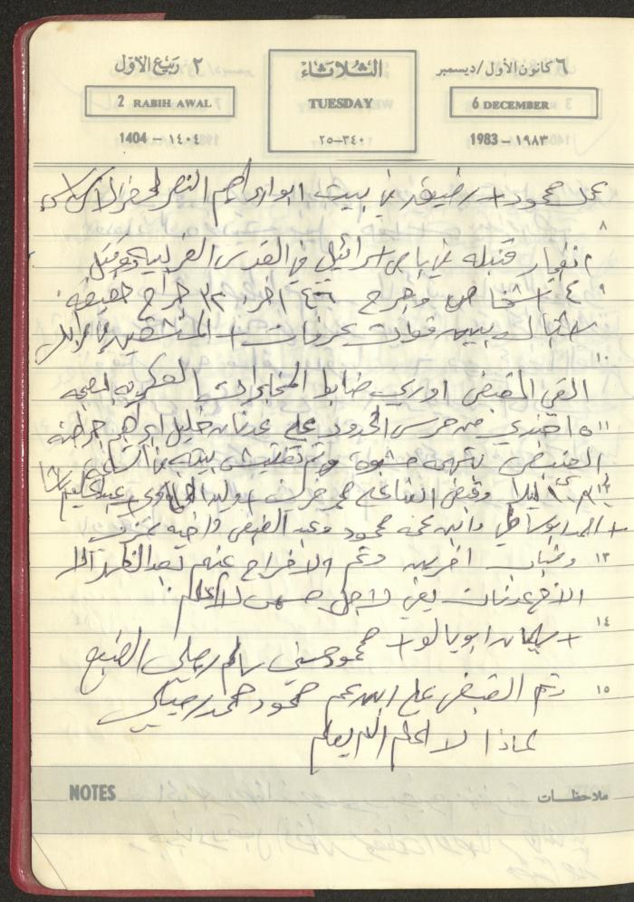 Mahmoud Khreisheh Diaries, Thinnaba- Tulkarm, 1983