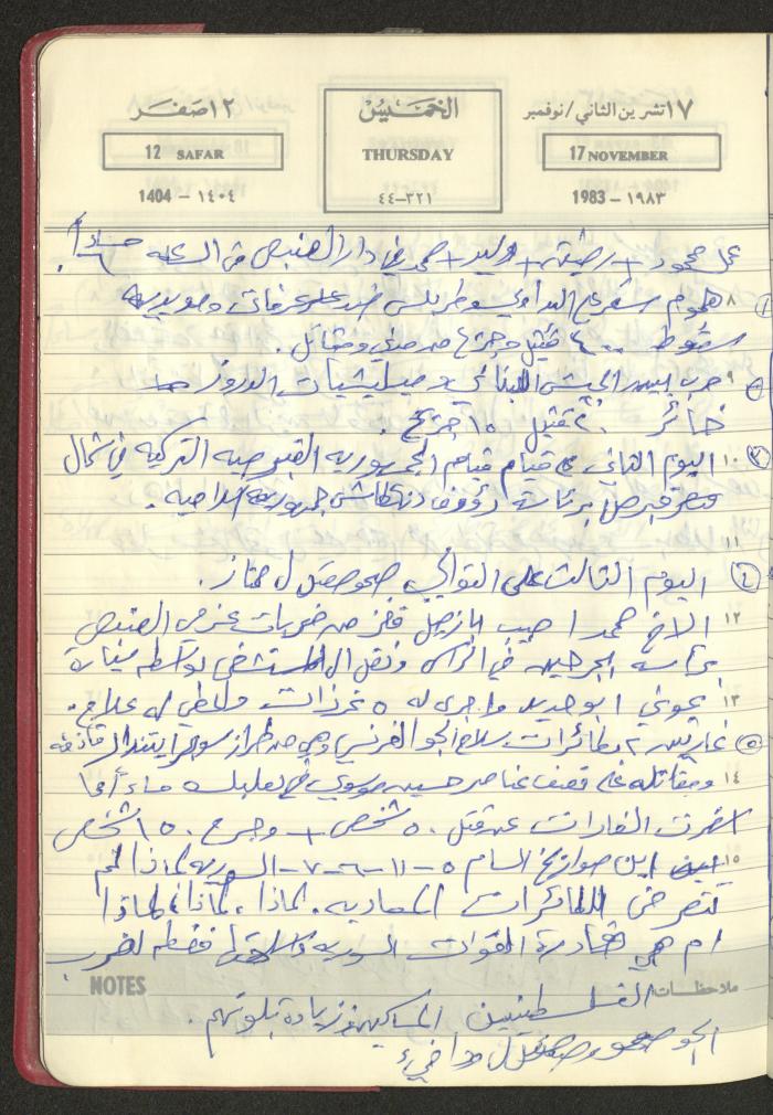 Mahmoud Khreisheh Diaries, Thinnaba- Tulkarm, 1983
