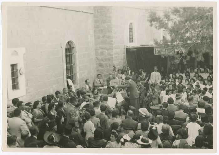 Salvadore Arnita Leading the Orchestra Accompanying the Birzeit College Choir, 1941