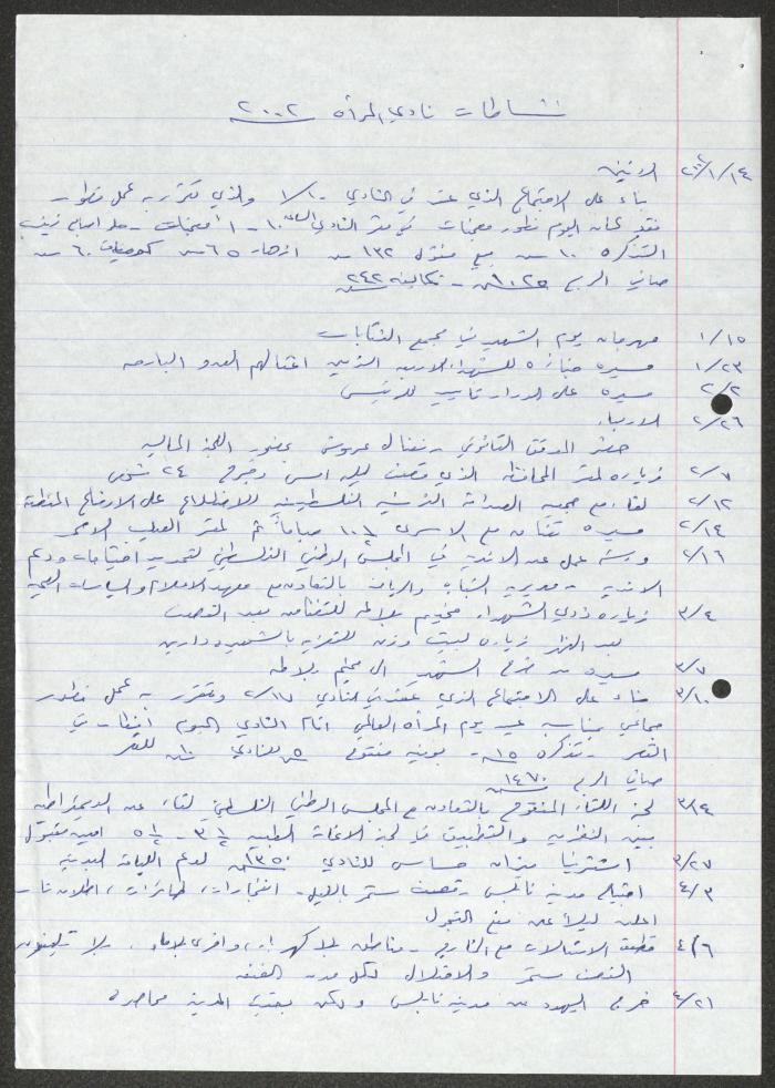 The Activities of the Palestinian Woman Club, Nablus, 2002