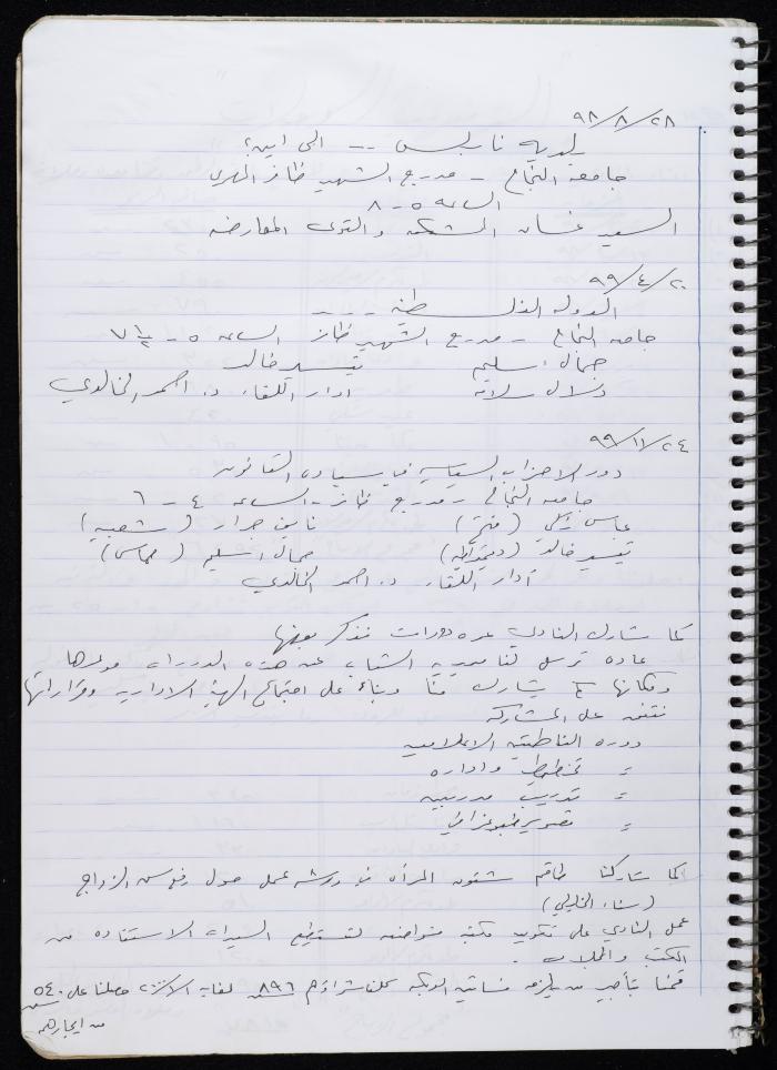 Activities of the Palestinian Women's Club, Nablus, 2000-2004