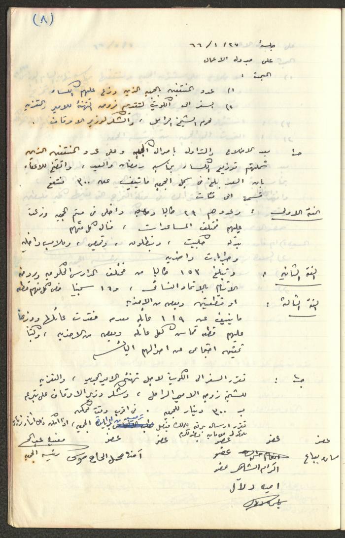 A Record of the Arab Society for Orphans Administration Decisions, Tulkarm, 1965-1970
