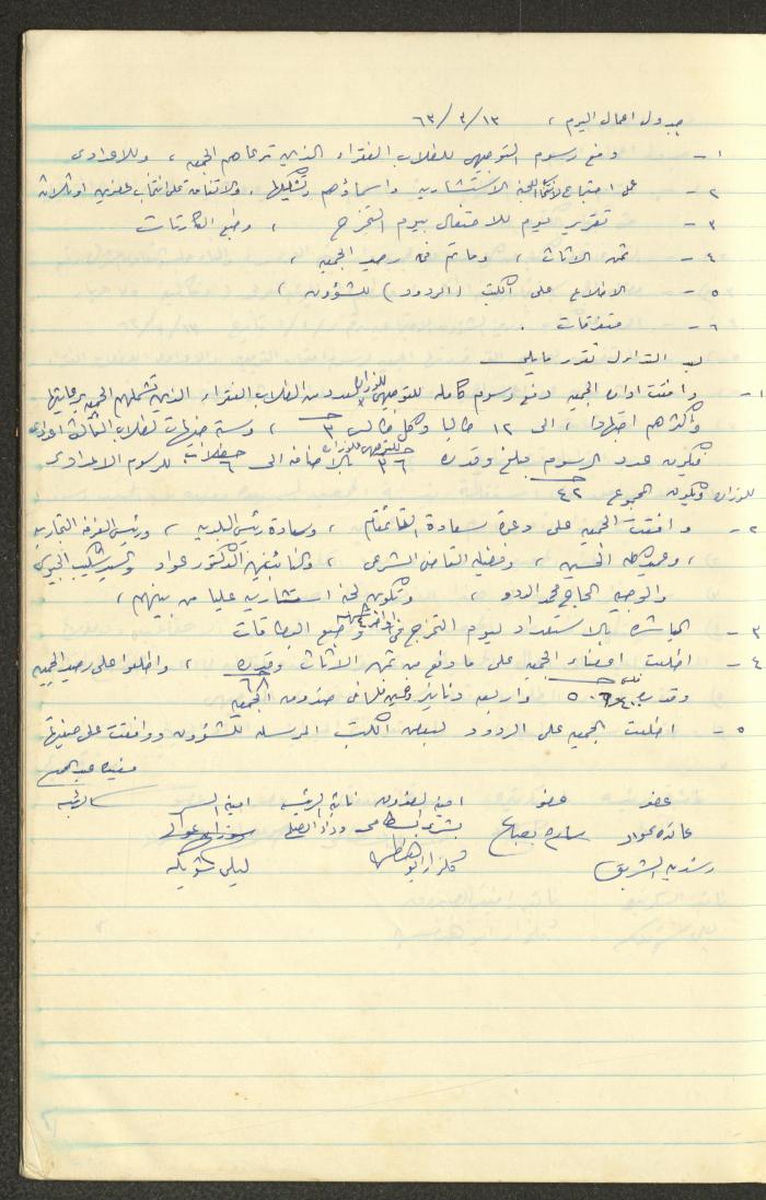 A Record of the Arab Society for Orphans Decisions, Tulkarm, 1961-1965