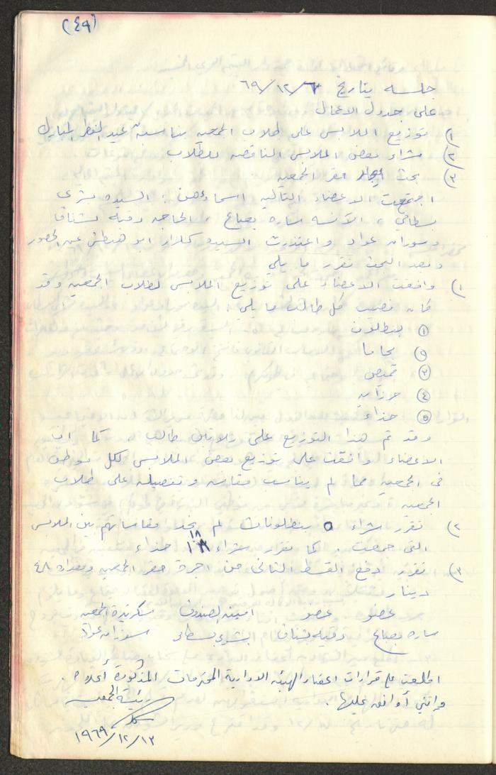 A Record of the Arab Society for Orphans Administration Decisions, Tulkarm, 1965-1970