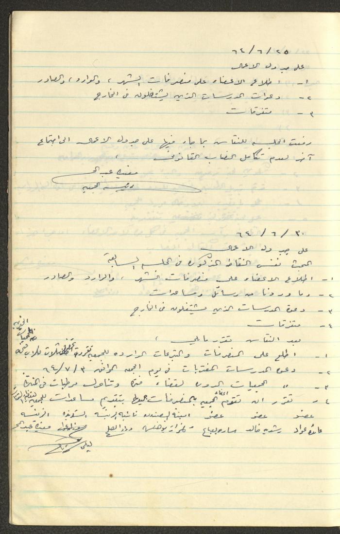 A Record of the Arab Society for Orphans Decisions, Tulkarm, 1961-1965