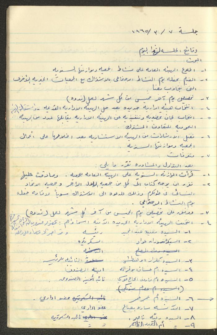 A Record of the Arab Society for Orphans Decisions, Tulkarm, 1961-1965