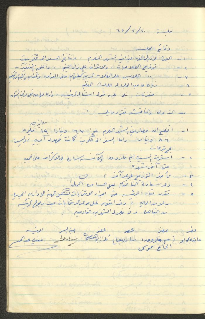 A Record of the Arab Society for Orphans Decisions, Tulkarm, 1961-1965