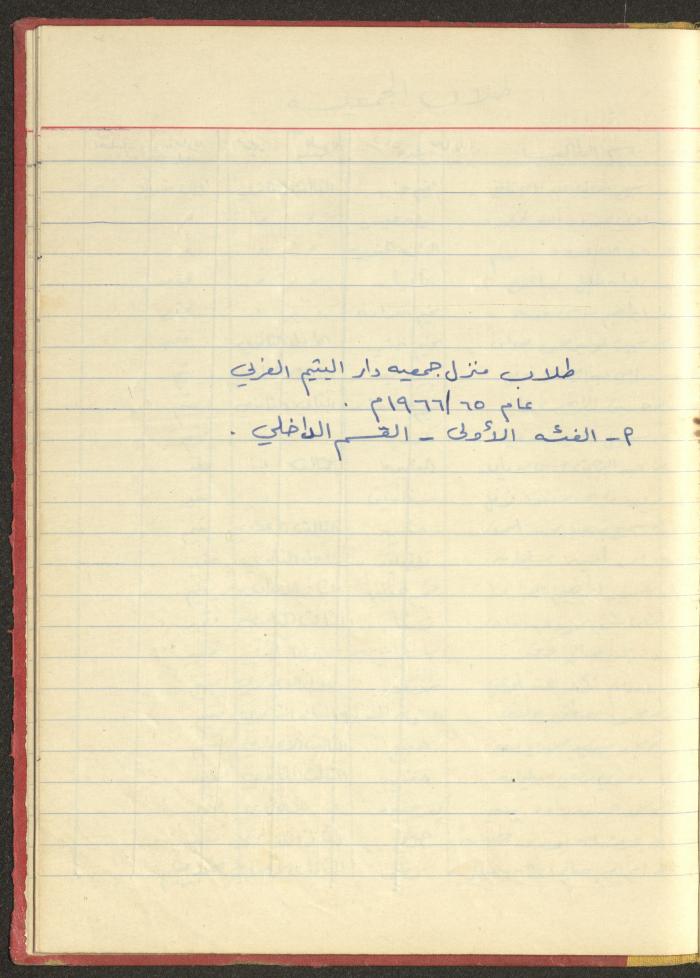 ملف لجمعية دار اليتيم العربي، طولكرم، 1963-1964