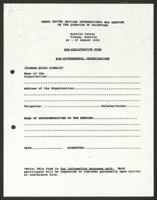 نموذج تسجيل صادر عن جمعية الأمم المتحدة، فيينا، 1993