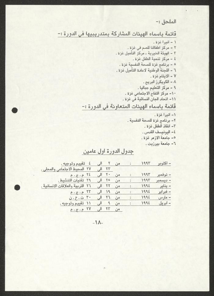 كتاب ورشات تدريبية، طولكرم، 1993