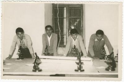 Several Students while Participating in the Science Exhibition at Birzeit College, 1960