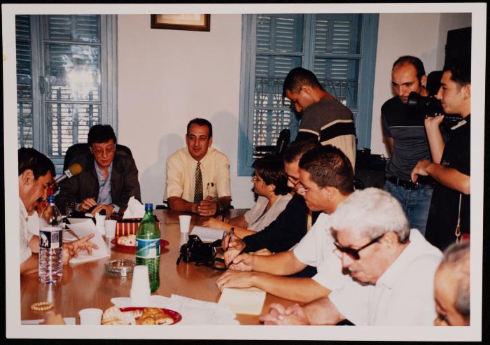 Mahmoud Darwish with a Group of People, Nazareth, the Early 1990s