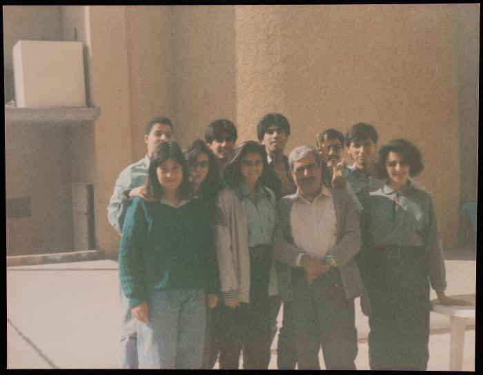 Shakib Jahshan with his Students, Nazareth, the Early 1990s