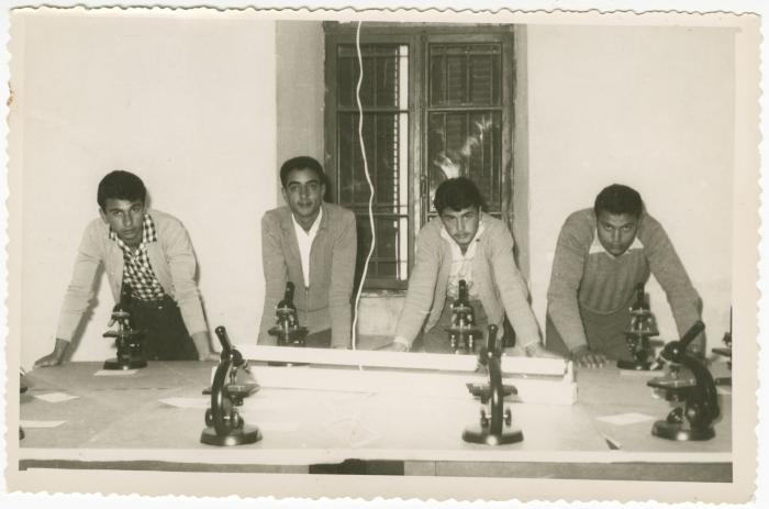 Several Students while Participating in the Science Exhibition at Birzeit College, 1960