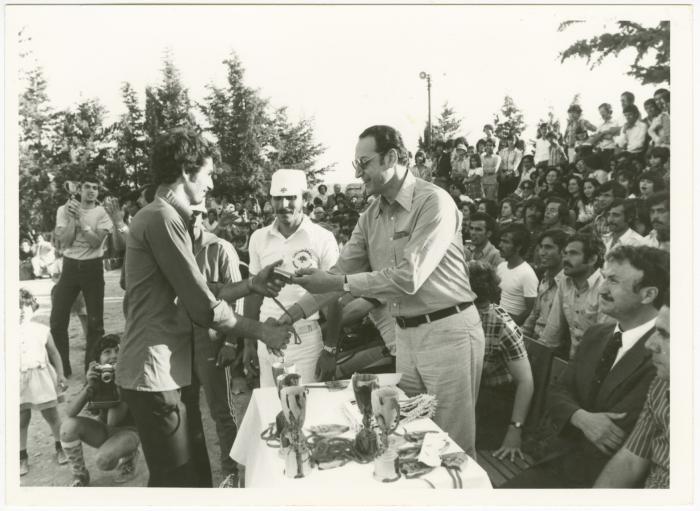 Gabby Bramki Honouring Winning Students at a Sports Festival, Birzeit, the 1970s 