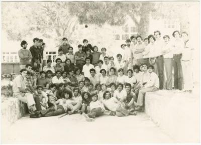 A Group of Birzeit College Interior Dorm Students with their Housing Supervisor, Birzeit, 1973-1974