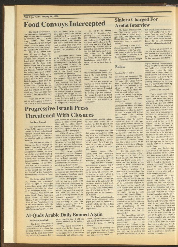 Issue 401 of al-Fajr Newspaper, 24 January 1988