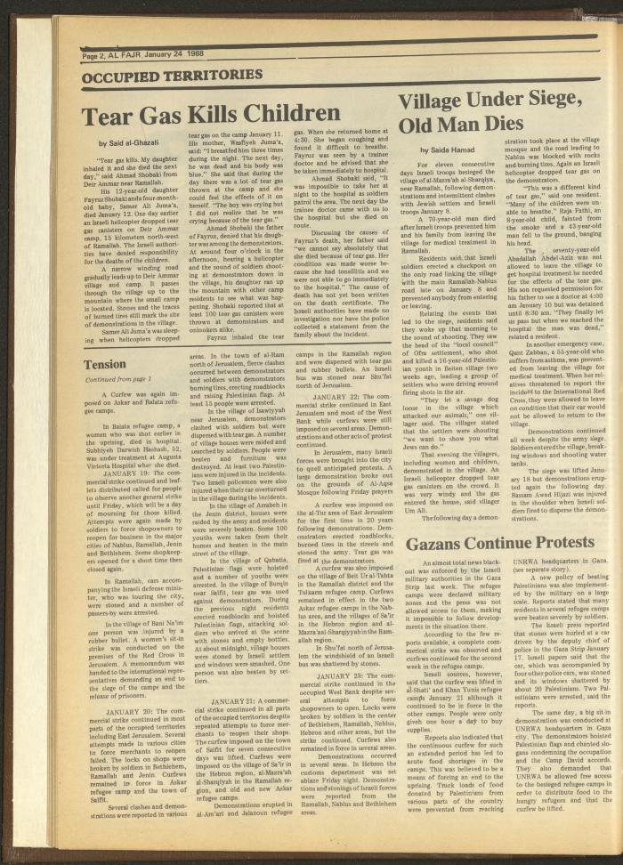 Issue 401 of al-Fajr Newspaper, 24 January 1988