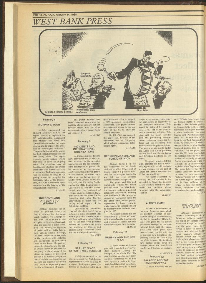 العدد 404 من جريدة الفجر، 14 شباط 1988