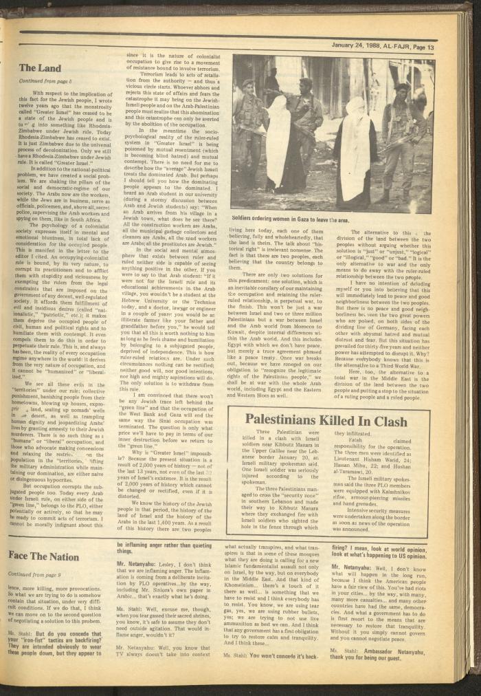 Issue 401 of al-Fajr Newspaper, 24 January 1988