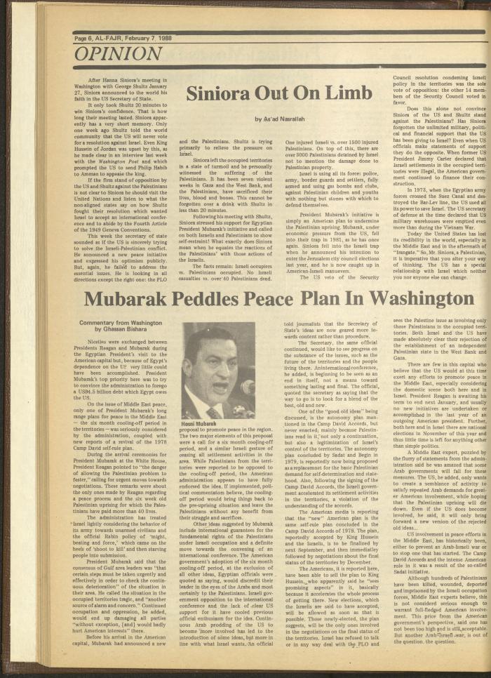 العدد 403 من جريدة الفجر، 7 شباط 1988