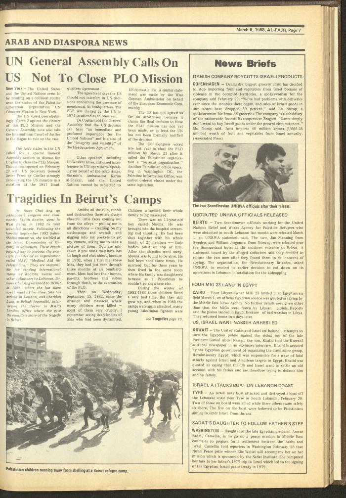 Issue 407 of al-Fajr Newspaper, 6 March 1988