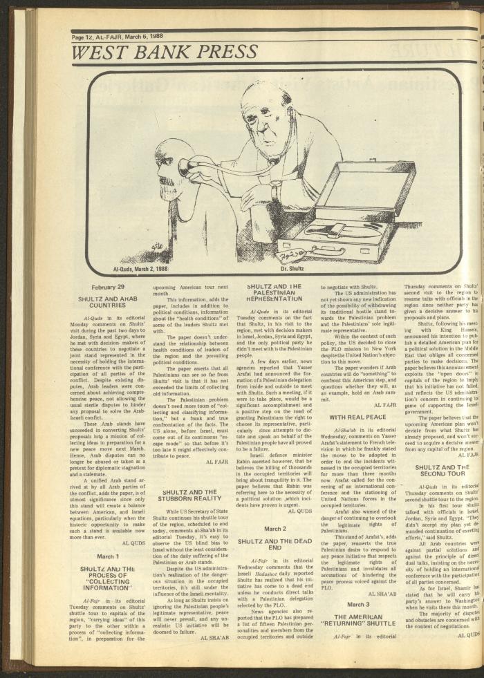 Issue 407 of al-Fajr Newspaper, 6 March 1988