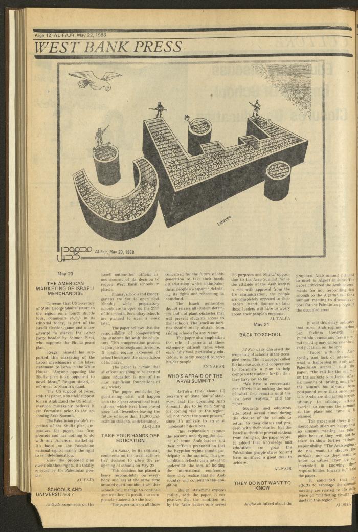 Issue 418 of al-Fajr Newspaper, 22 May 1988