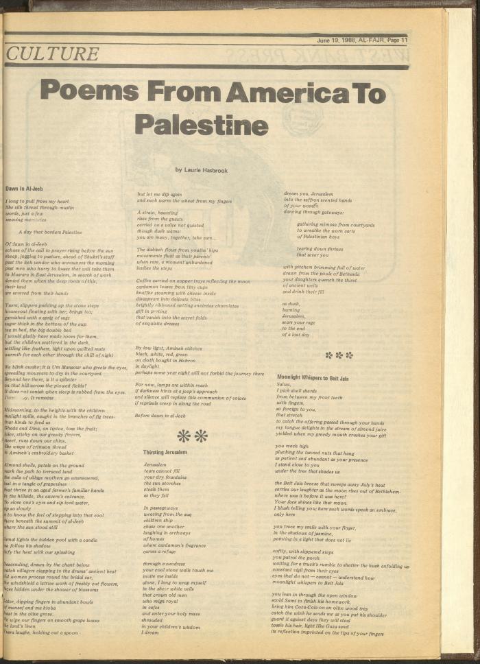 العدد 422 من جريدة الفجر، 19 حزيران 1988