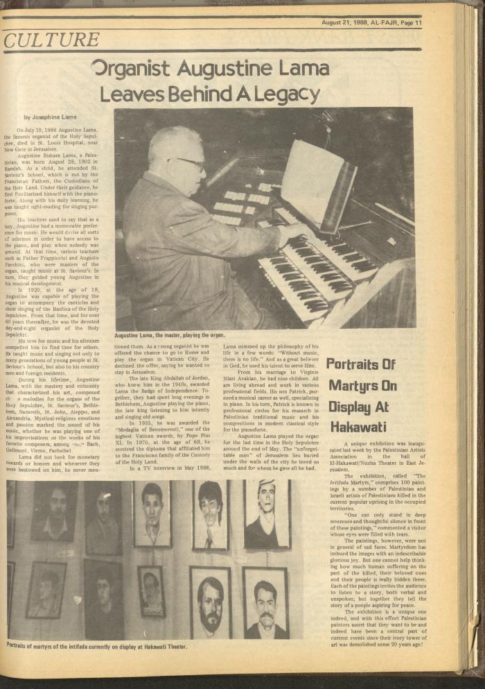 Issue 431 of al-Fajr Newspaper, 21 August 1988