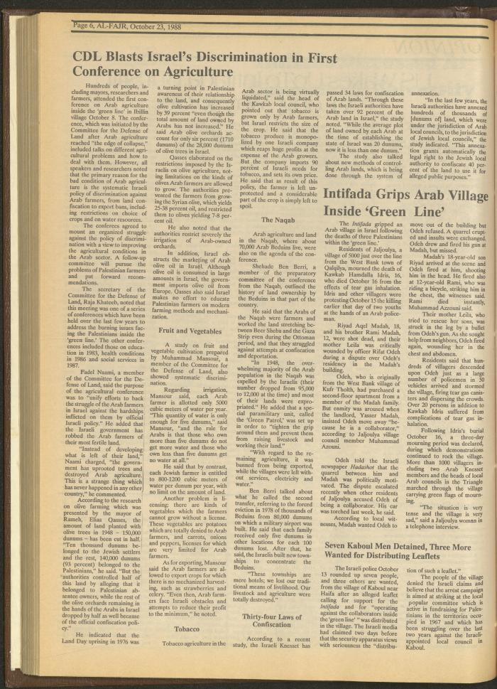 Issue 440 of al-Fajr Newspaper, 23 October 1988