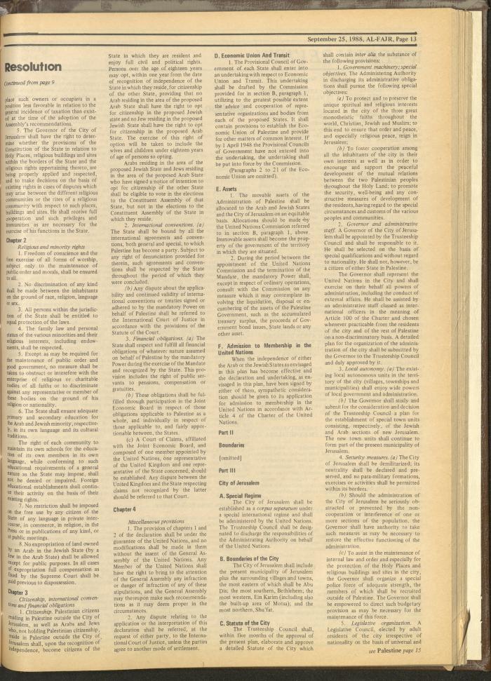 Issue 436 of al-Fajr Newspaper, 25 September 1988