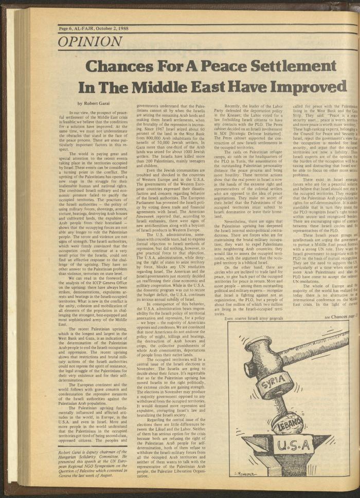 العدد 437 من جريدة الفجر، 2 تشرين الأول 1988