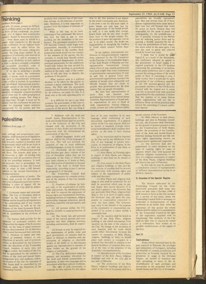 Issue 436 of al-Fajr Newspaper, 25 September 1988