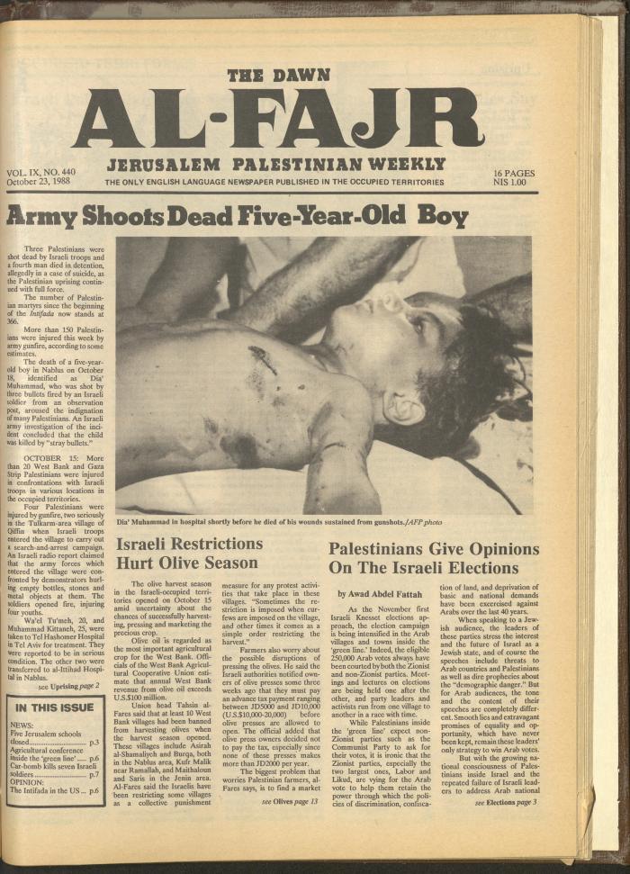 Issue 440 of al-Fajr Newspaper, 23 October 1988