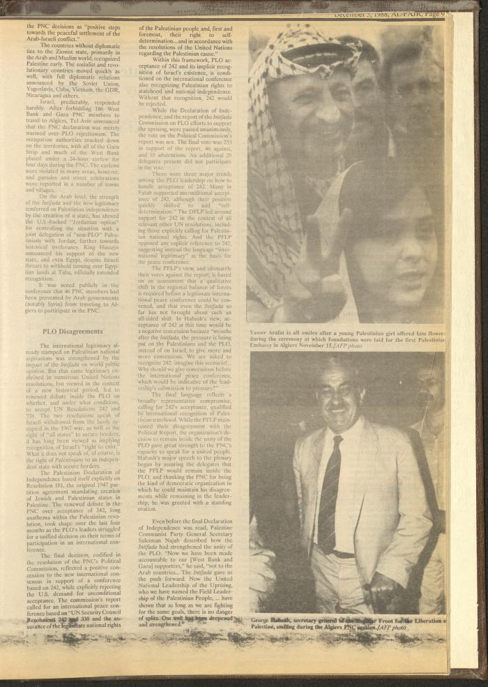 Issue 446 of al-Fajr Newspaper, 5 December 1988