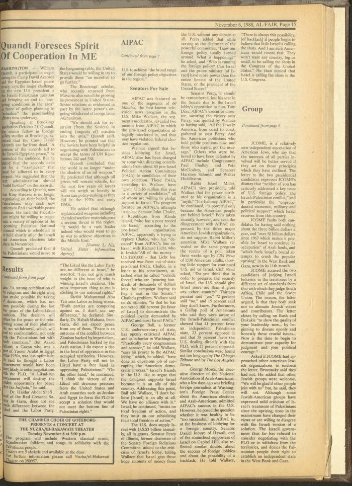 Issue 442 of al-Fajr Newspaper, 6 November 1988