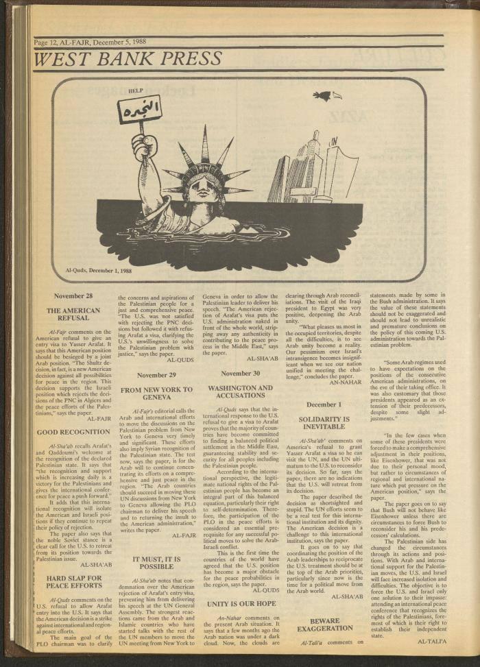 Issue 446 of al-Fajr Newspaper, 5 December 1988