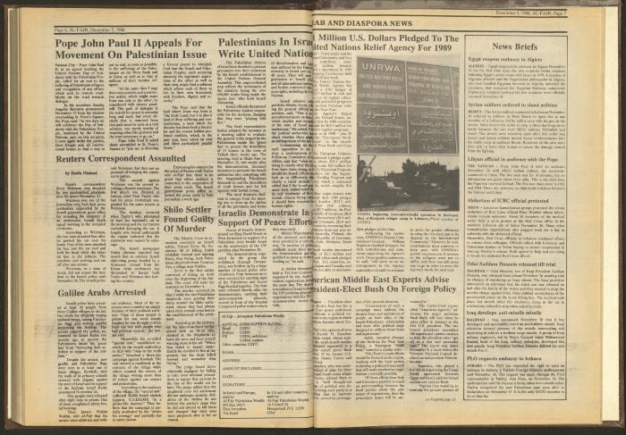 Issue 446 of al-Fajr Newspaper, 5 December 1988