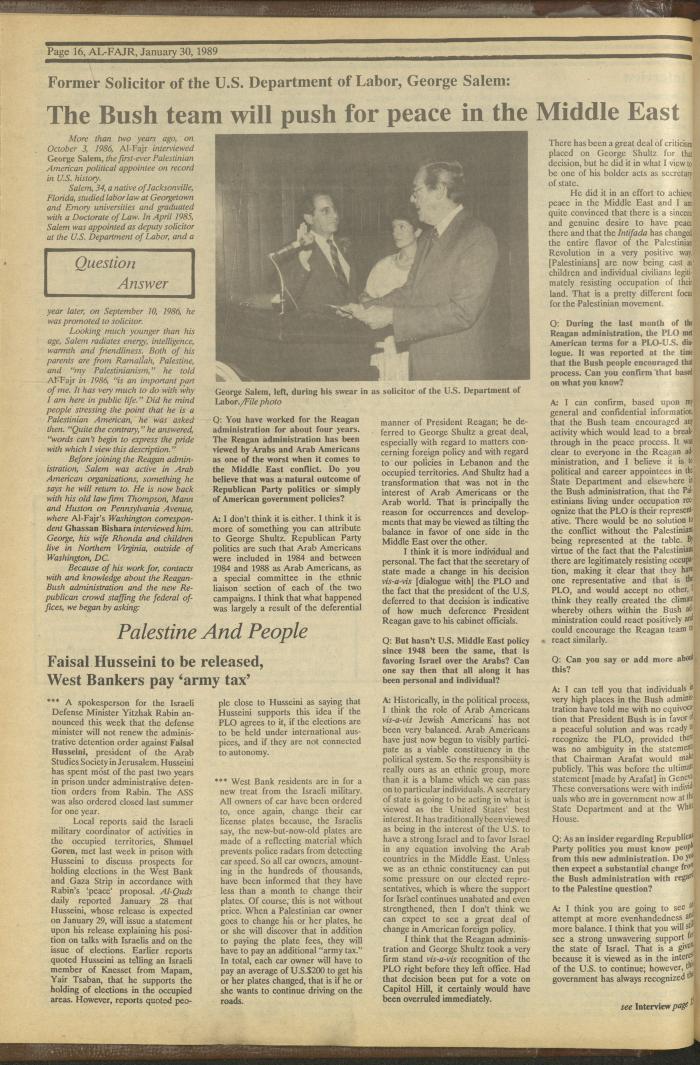 Issue 454 of al-Fajr Newspaper, 30 January 1989