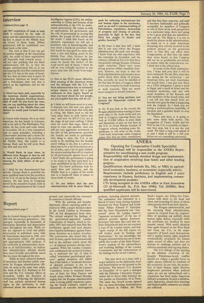 Issue 454 of al-Fajr Newspaper, 30 January 1989