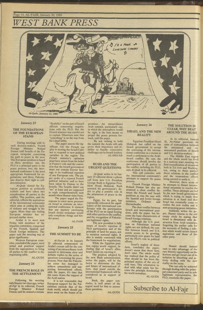 Issue 454 of al-Fajr Newspaper, 30 January 1989