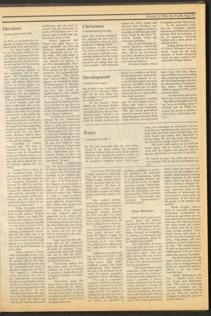 Issue 450 of al-Fajr Newspaper, 2 January 1989