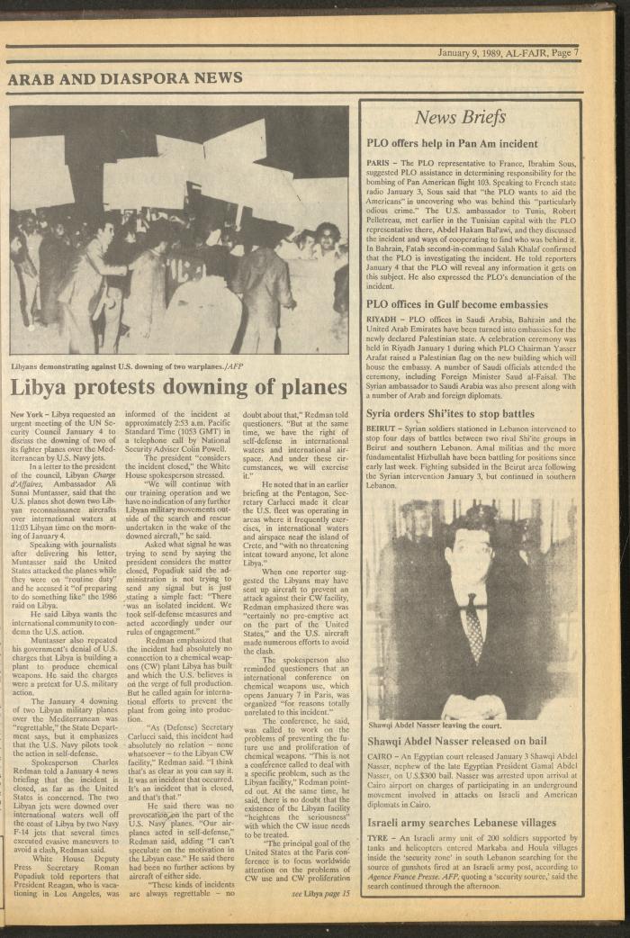 Issue 451 of al-Fajr Newspaper, 9 January 1989