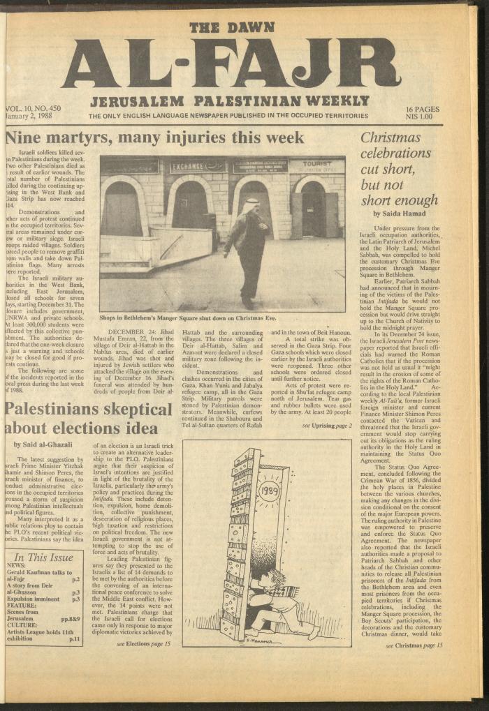 Issue 450 of al-Fajr Newspaper, 2 January 1989