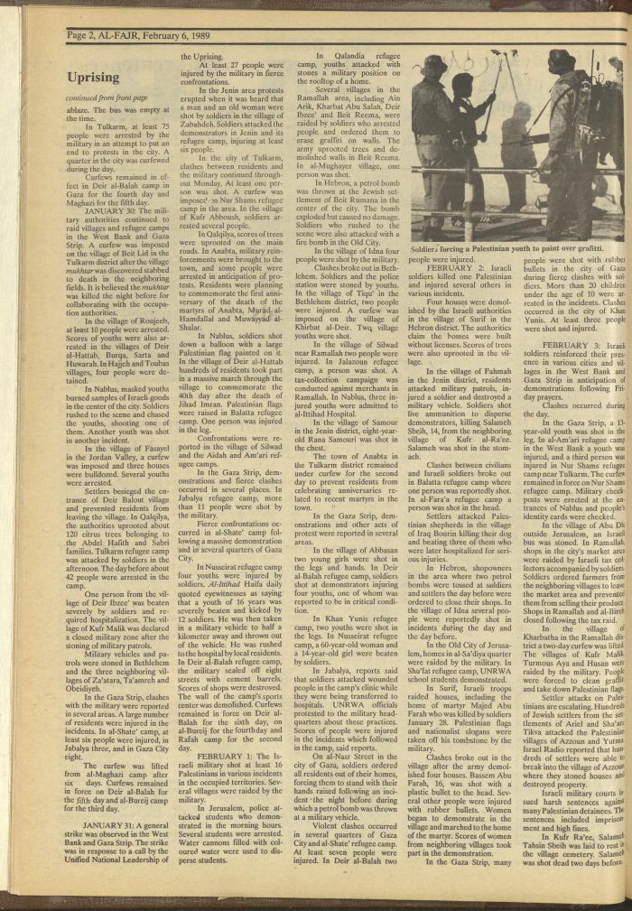 Issue 455 of al-Fajr Newspaper, 6 February 1989