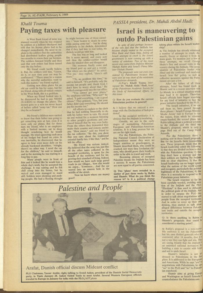 Issue 455 of al-Fajr Newspaper, 6 February 1989